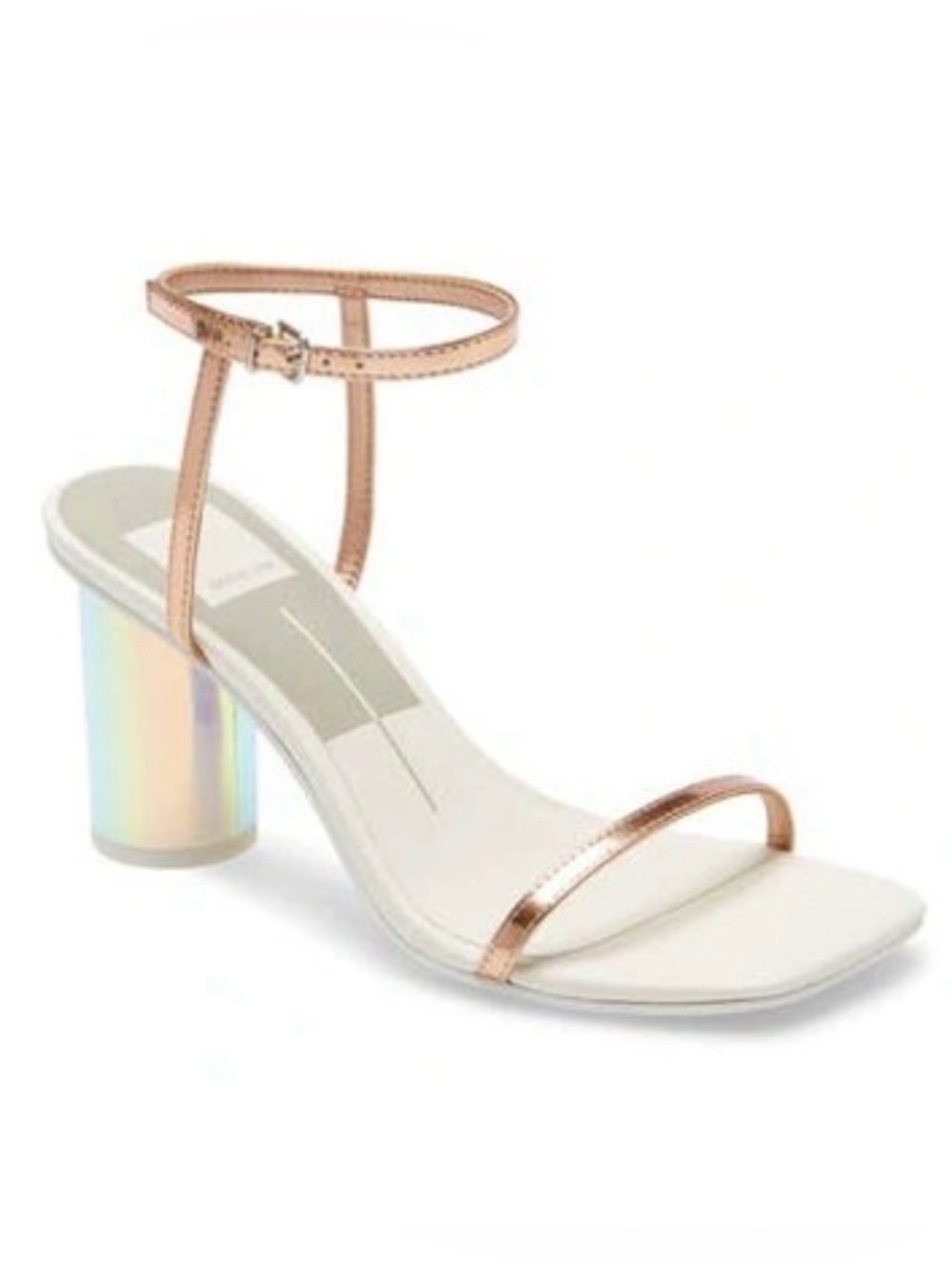 DOLCE VITA Naomey Strappy Statement Iridescent Heel Sandal Rose Gold 9.5